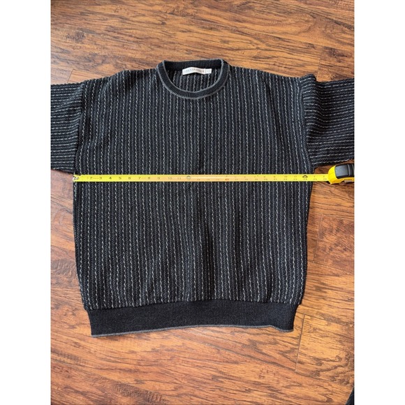 Vintage Shenandoah Sweater Mens Black/Gray Patterned Cotton Knit Crewneck USA XL - Picture 6 of 7